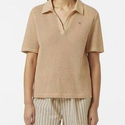 Crochet Relaxed Fit Cotton Polo T-Shirt-image-30