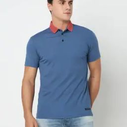 Slim Fit Solid Polo T-Shirt with Short Sleeves-image-74