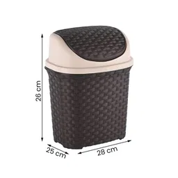 Kuber Industries 3-Pcs Brown Textured Check Dhakkan Pedal Dustbin - 7 Ltrs image 3