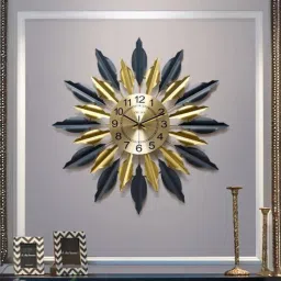 handicrafts town Black and Golden Designer Metal Wall Clock-picture-25