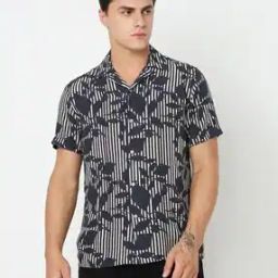 All-Over Print Regular Fit Short Sleeve Shirt with Resort Collar-image-6