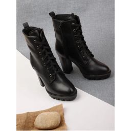 ELLE Black Women Lace Up Boots-image-51
