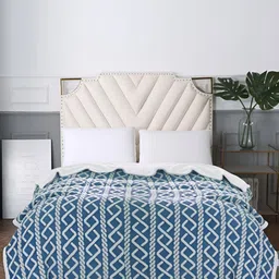 URBAN DREAM Blue & White Geometric Printed Summer 210 GSM Double Bed Blanket-image-98