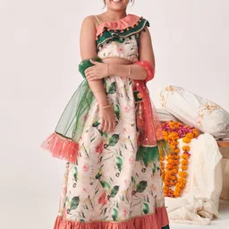 pspeaches Girls Printed Thread Work Ready to Wear Lehenga & Blouse With Dupatta-picture-8