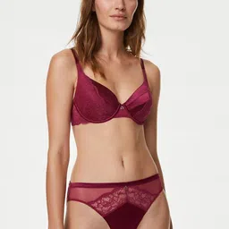 Marks & Spencer Self-Design Lace Detail Mid-Rise Basic Briefs-16