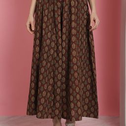 TAG 7 Floral Printed Flared Pure Cotton Ethnic Palazzos-33