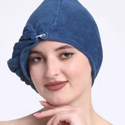 Creeva Luxury Teal-Blue Pure Cotton 380GSM Anti Bacterial Hair Wrap Towel-48