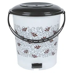 RANDAL White & Brown Floral Printed Standard Pedal Dustbin - 12 L-10