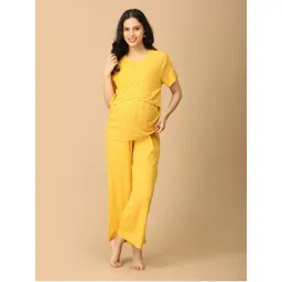 The Mom Store Golden Glow-Up Maternity And Nursing Nightwear Co-Ord (Set of 2)-picture-44