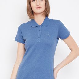 METTLE Women Blue Solid Polo Collar T-shirt-picture-40