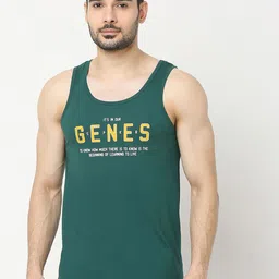 UnderJeans by Spykar Printed Cotton Gym Innerwear Vests UJLSTPM031BOTTLEGREEN-image-4