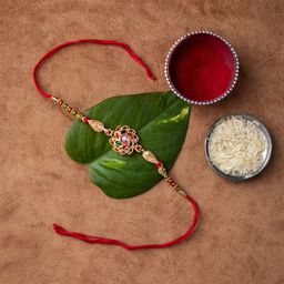 MORKANTH JEWELLERY Men Gold-Toned & Stone-Studded Beaded Handcrafted Rakhi-image-71