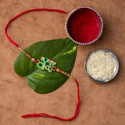 MORKANTH JEWELLERY Men Gold-toned & Red Veera Handcrafted Rakhi-image-72