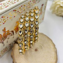 Wedding Chuda by Hitesh Set Of 4 Kundan Stone Studded Meenakari Bangles-15