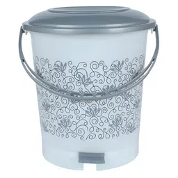 RANDAL White & Grey Floral Printed Standard Pedal Dustbin - 12 L-11