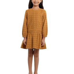 UNDER FOURTEEN ONLY Girls Yellow Animal Drop-Waist Dress-image-48