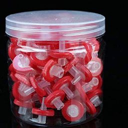 100 Count Syringe Filter, PTFE Hydrofilic Membrane 13mm Diameter 0.22um Pore Size, Syringe Lab Filters, Non Sterile Filtration (Red) image 1