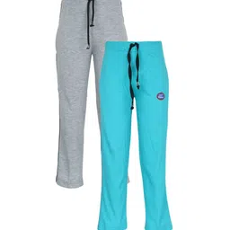 VIMAL JONNEY Pack of 2 Kids Grey & Turquoise Blue Track Pants-picture-42