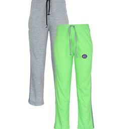 VIMAL JONNEY Unisex Kids Grey  & Fluorescent Green Set Of 2 Cotton Blend Track Pants-picture-10