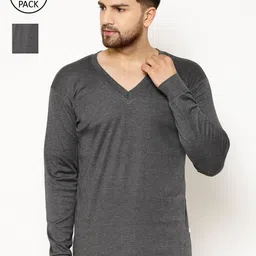 VIMAL JONNEY Men Black Pack of 2 Solid Thermal Top-image-12