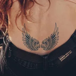 LICK Plant Base Semi Temporary Wings Matte Finish Body Tattoo - Navy Blue-29