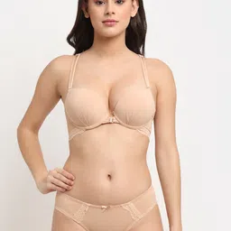 MAKCLAN Women Nude-Coloured Self-Design Lingerie Set - K1403LNS-image-87
