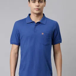 DIXCY SCOTT Men Blue Polo Collar T-shirt-image-46