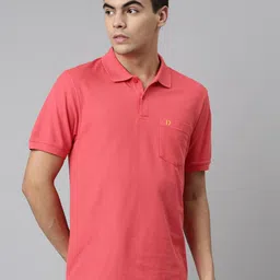 DIXCY SCOTT Men Pink Polo Collar T-shirt-image-61