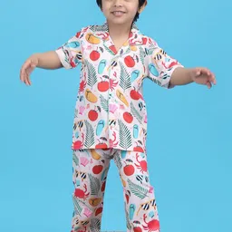 Polka Tots Kids Printed Pure Cotton Shirt With Pyjamas-image-57