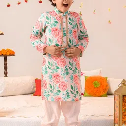 pspeaches Boys Floral Printed Pure Cotton Kurta with Pyjamas-58