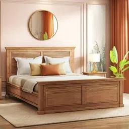 urban ladder Tuscany Solid Wood Queen Size Non Storage Bed in Natural Teak Finish-picture-16
