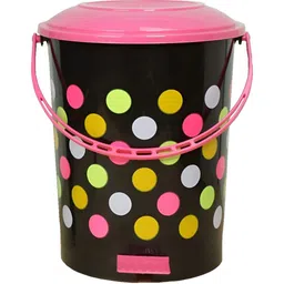 RANDAL Black & Pink Dot Printed Standard Pedal Dustbin - 12 L-32