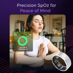 Viva Smart Ring: Stress, Heart Rate, Activity Tracker - Long Battery Life (10 Days), Compatible with Android & iOS - Includes 1-Year Warranty & Free Subscription (Silver, 8) image 3