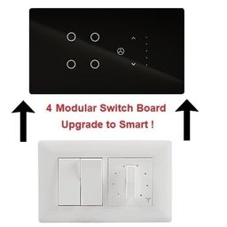 4 Modular WiFi Smart Touch Switch Panel (Black): 4 Switch + 1 Fan | Smart Life App Control I Compatible with Alexa, Google, Siri | Glass Finish image 4