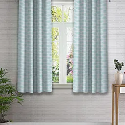 Cortina Blue & White 2 Pieces Printed Window Curtains-24