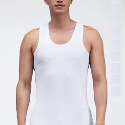 AMUL COMFY Pack Of 10 Pure Cotton Men Undershirt Vest AC-PLVESTWHTRN-WHT-3XL-10PC-image-56