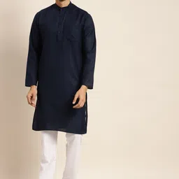 Anug by SOJANYA Men Navy Blue Indigo Kurta-image-37