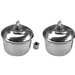 VITSZEE Stainless Steel Spirit Lamp Set of 2 For Laboratory use in School - College or Common General Purpose use as Fire Source with Wicks |Laboratory | Lab |Experiment | Practical | image 1