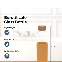Kuber Industries Yellow & Transparent Single Glass Solid Water Bottle 550ml-87
