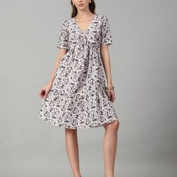 Shein Elegant Short Sleeve Flounce Hem A-line Dress-image-98
