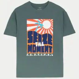 Boys Festival Slogan Print Relaxed Fit Round-Neck Pure Cotton T-Shirt-image-25