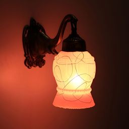 VAGalleryKing Pink & Gold-Toned Textured Elephant Design Glass Bell Shaped Wall Lamp-0