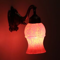 VAGalleryKing Pink & White Printed Bell Shaped Antique Elephant Design Glass Wall Lamp-30