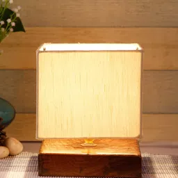 Devansh Cream-Coloured Solid Contemporary Square Table Lamp-27