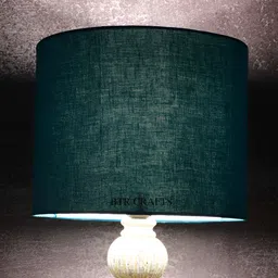 BTR CRAFTS Teal Blue Cotton Traditional Cylinder Table Lamp-58