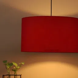 BTR CRAFTS Red and Black Hanging Drum Shade Canopy Ceiling Lamp-2