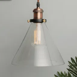 Homesake Brown Solid Glass Handcrafted Cone-Shaped Hanging Light-14