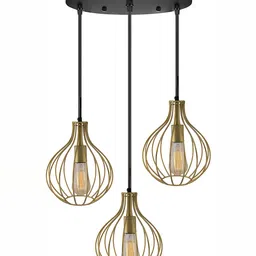 Areezo Black & Gold-Toned Textured Ceiling Lamp-25