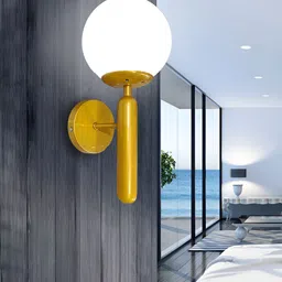 BrightLyt Gold-Toned & White Spherical Shaped Metal Wall Lamp-18
