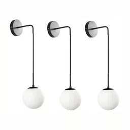 Areezo Black & White 3 Pieces Spherical Metal Wall Lamp-image-14